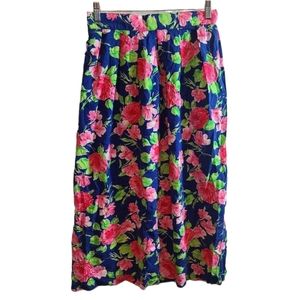 Vintage Retro Floral Women's Midi Skirt With Pockets